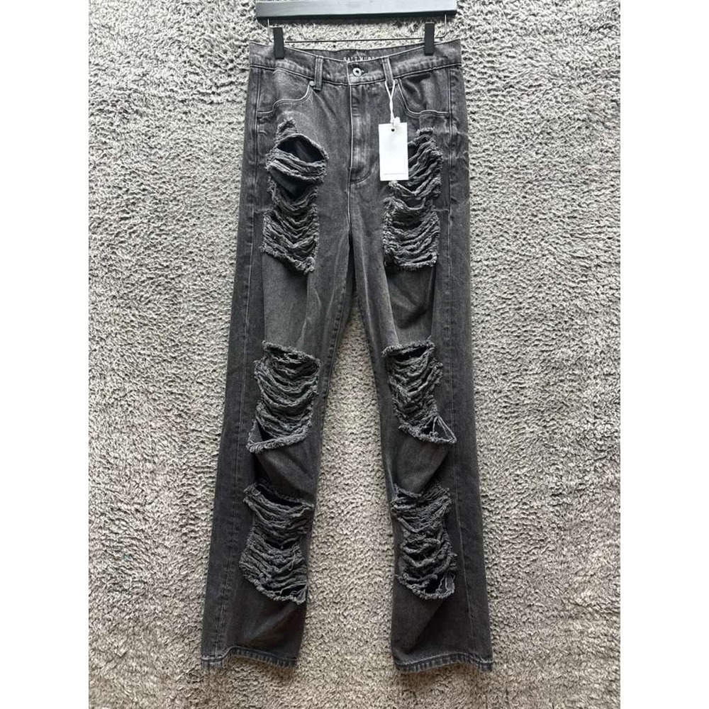 NWT Salt Murphy Distressed Organic Cotton Straight Jeans Dark‎ Grey Mens Size 30